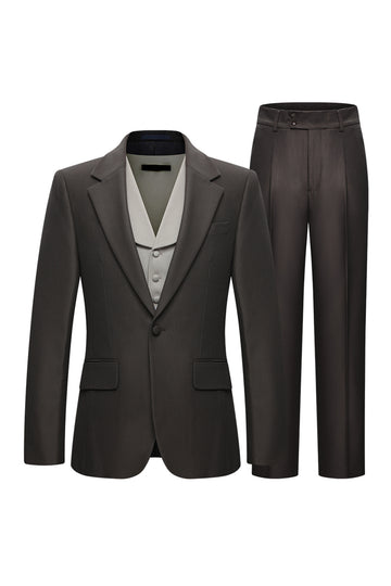 3 Piece Notched Lapel One Button Coffee Men's Suits
